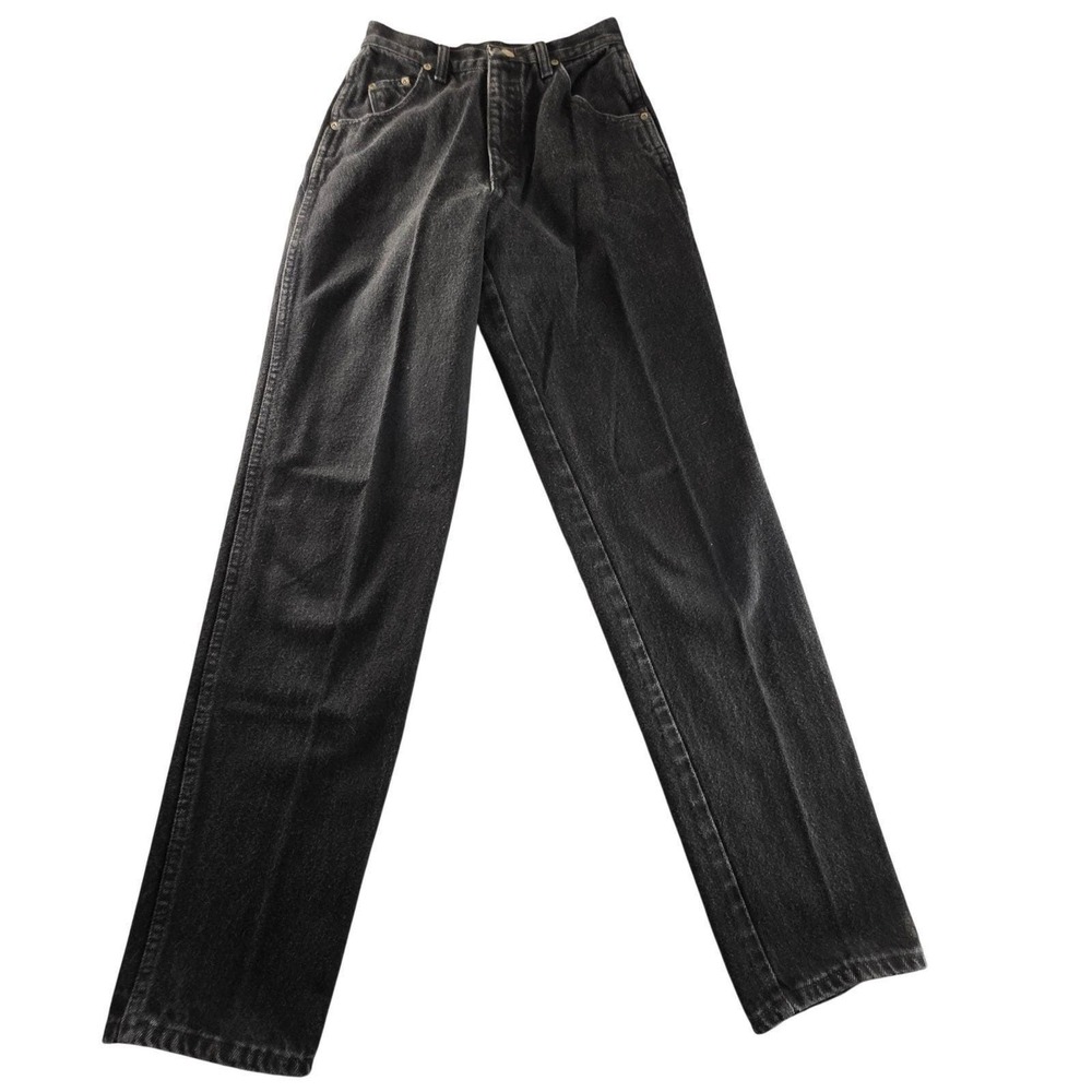 Wrangler Silver Lake Vintage High Waisted Black Straight Leg Jeans USA 7/8x34